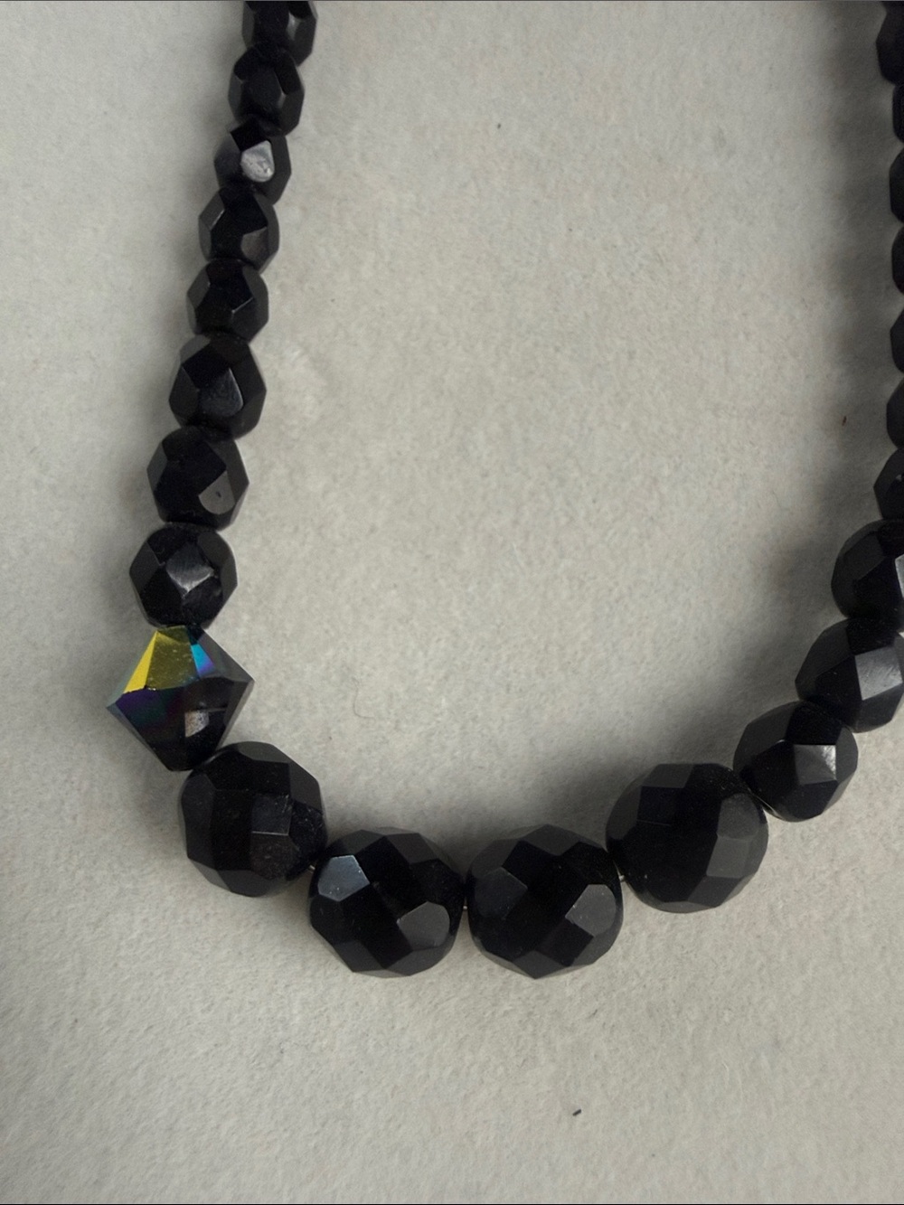 Sabika Black Faceted Bead Necklace with Chain Accent
